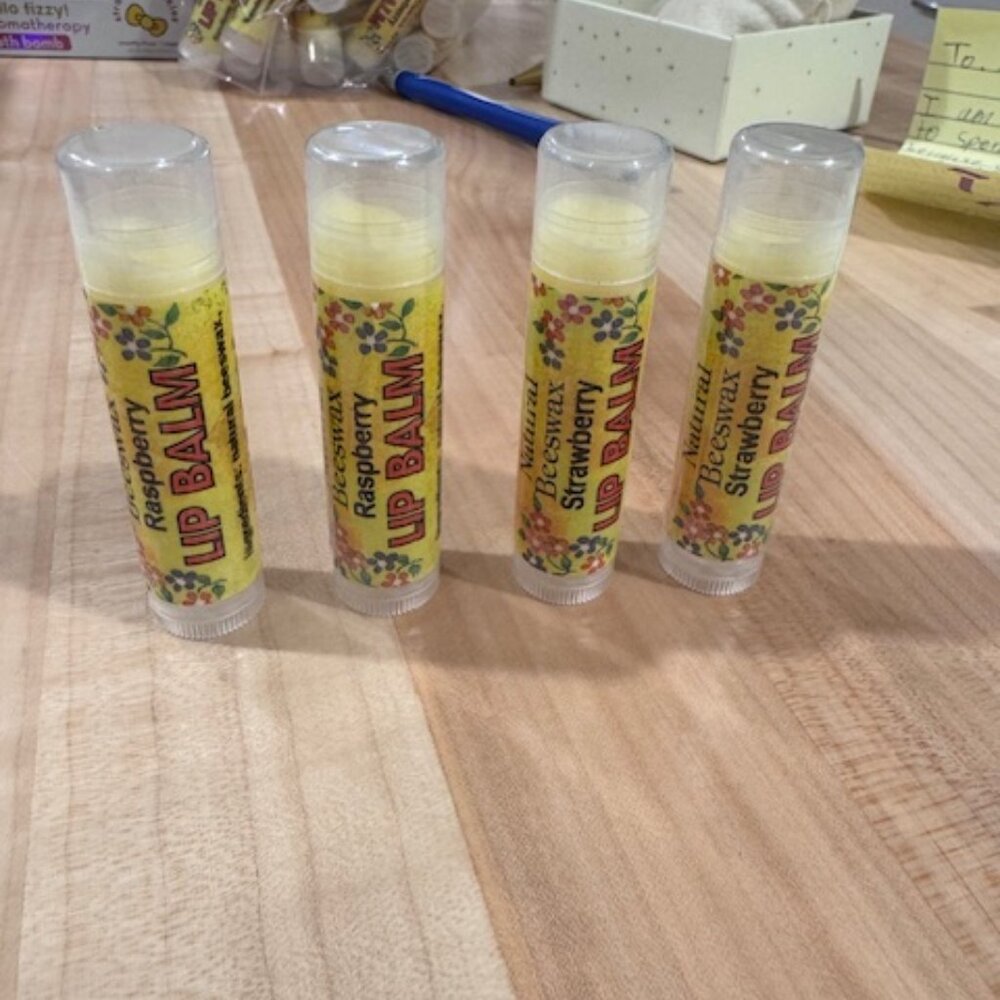 4 Pack (2 Strawberry, 2 Raspberry) Homemade Lip Balm